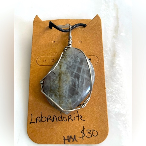 Handmade Jewelry - Handmade Labradorite Pendant necklace natural mineral stone jewelry brand new